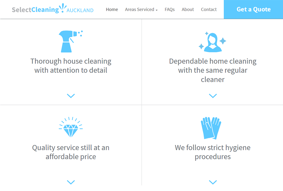 User friendly website for Select Cleaning